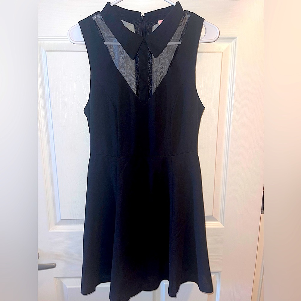Collared black fitted dress